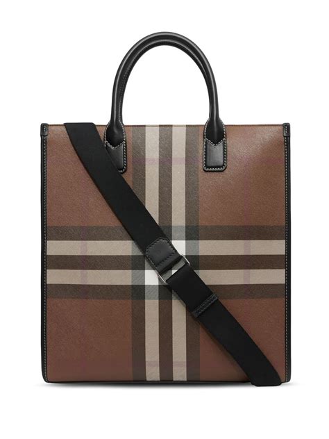 burberry crest tote|burberry check and leather tote.